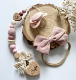 Personalised Baby Dummy Clip Dummy Holder Soother Chain Baby Shower Gift