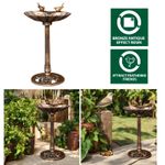Bronze Effect Garden Bird Bath Feeder Stand Outdoor Patio Metal Bird Feeder Bowl