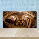 Tulup Kitchen Glass Splashback 100x50 Barrels in the vineyard