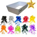 Silver Hamper Tray & Bow Kit Cardboard Display Gift Baskets Wedding Anniversary