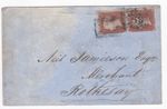 1854 QV FINE PAIR OF 1d PENNY RED STAMPS C1 ON GLASGOW COVER TO ROTHESAY ~FAULTS