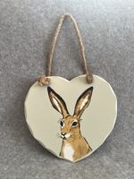Green Hare Heart Wildlife Hanging Ornament On Rope