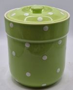 2007 SPODE Lime Green With White Dots Lidded Canister x 1  Baking Days READ