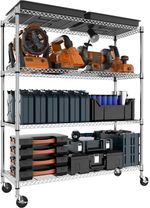 MZG Wire Storage Shelves Metal Garage Shelving Storage Shelf Rack With Wheel