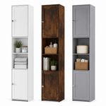 Tall Bathroom Storage Cabinet 2 Door MDF Freestanding Shaker Style Tallboy Unit