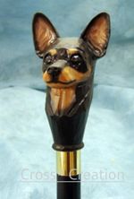 Chihuahua Dog Head Handle Carved Best new gift Wooden Walking Stick Cane fstytle
