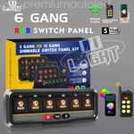AUXBEAM 6 Gang RGB Slim Switch Panel Toggle LED Light Circuit Relay System Kit