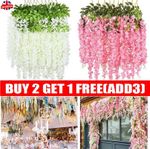 12x Artificial Fake Hanging Wisteria Silk Flowers Vine Plant Home Garden Decor