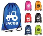 Personalised PE Bag School Gym Swimming Drawstring Kit Sports Girls Boys Tractor