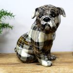 Tartan Bulldog Dog ornament figurine sculpture decoration Bull Dog lover gift