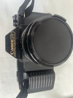 Canon T50 35mm SLR Film Camera Body, flash & lenses. Black Finish