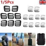 1/5Pcs G - shaped hook Webbing Buckle , lightweight and 25mm , Black&Silver UK/