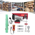 600kg Electric Hoist with Wireless Control & Two Slings for Garage, Warehouses