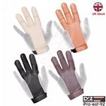 Archery leather 3 finger  glove beige brown black dark brown shooting glove