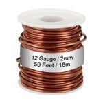 99.9% Soft Copper Wire, 12 Gauge/2mm Diameter 59 Feet/18m 1.1 Pound Spool