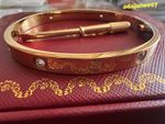 GIFT 18k.Yell0w G0ld Classic L0ve 4 Diamond Bracelet Size 17 6.5-6.9inch