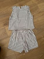 Brown White Gingham Sleeveless Top & Shorts 2 Piece Co Ord Set