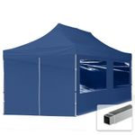 3x6 PES Pop Up Gazebo Aluminium 32 mm, Sidewalls with Panorama Windows dark blue