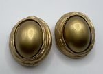 Ciner Vintage Gold Tone Oval Dome Clip On Earrings Signed Regency