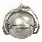 Vintage Sterling Silver Locket Photo Ball Pendant 925 Folding Hinged 6 Photos