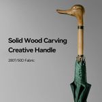 Wooden Duck Head Long Handle Umbrella Windproof Golf Large Rain Men Women 112cm