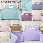 3 Pcs Quilted Reversible Bedspread Bed Throw Single Double King Size Bedding Set