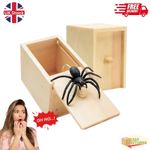 Wooden Prank Spider Scare Box Hidden In Case Trick Play Joke Scarebox Gag Toy