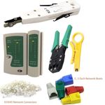 RJ45 Network Kit Cable Tester Crimping Punch Tool Connectors Boots