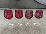 vintage Bohemian "cut-to-clear" crystal wine goblets