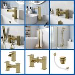 Waterfall Bathroom Taps Brushed Brass Basin Mixer Bath Filler Shower Tap Set