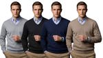 Mens Jumper V Neck Long Sleeve Sweater Classic Plain Pullover Top Sweatshirt
