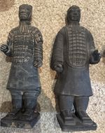 2 X Terracotta Army Warrior Figures 25cm Tall Vintage Ornamental