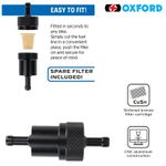 Oxford Motorcycle Motorbike Alloy Fuel Filter - Black - OX832