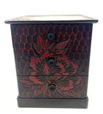 Japanese Vintage Kohikidashi Kamakura Bori Peony Flower Tansu 3 Drawer Re0247