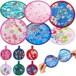 6/12PCS Foldable Round Hand Fans Polyester Decorative Portable for Women Girls