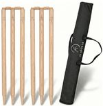 Hard Ground Cricket Stumps with Bails & Carry Bag | Heavy Duty Wooden Wickets