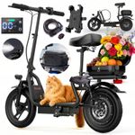 14"Electric Scooter with Seat, C0mmuter Foldable, 500W 15Ah Battery+ Storage Box