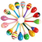Kids Baby Toddler Wooden Toy Maracas Rumba Shakers Musical Party Rattles Toys