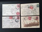 GB/ 1927/35 1d POSTAGE DUES + 1d DUE MARKS ON POSTCARDS (4) FROM SOUTH AFRICA