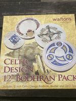 Celtic Design 12” Bodhran Drum & Beater Boxed  With DVD By Waltons