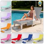 Beach Chair Cover Towel 215x75 Cm Sunbed Lounger with Side Pocket & Storage Bag