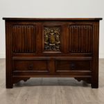 Antique 20th Century Linenfold Mule Chest In Oak ( AF-5354 )