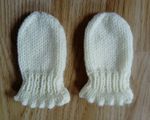 Hand Knitted Baby Cream Mittens  Newborn  Boy / Girl / Unisex Using Vintage Yarn