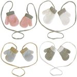 Baby Girl Boy String Mitts Mittens Knitted Connected Chain Unisex