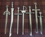 Set of 7 SWORDS Dolls house 1:12th scale miniature medieval knight tudor DH18