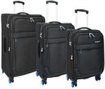 Soft Suitcase 8 Wheel Expandable Lightweight Luggage Travel Bags Quito Black