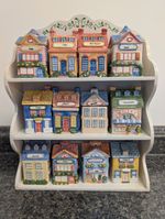 Vintage Avon House Village Spice Rack Set of 12 w/ Hanging Display Shelf