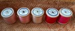 Sylko Cotton Machine Sewing Thread 5 Vintage Wood Spools 100yd Pink/red