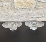 2 x Timo Scarpaneva Littala Ice Texture Glass Bolero Candleholders 14.5cm