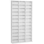 HOMCOM CD DVD Media Storage Shelves Display Shelf Racks Wooden Frame White